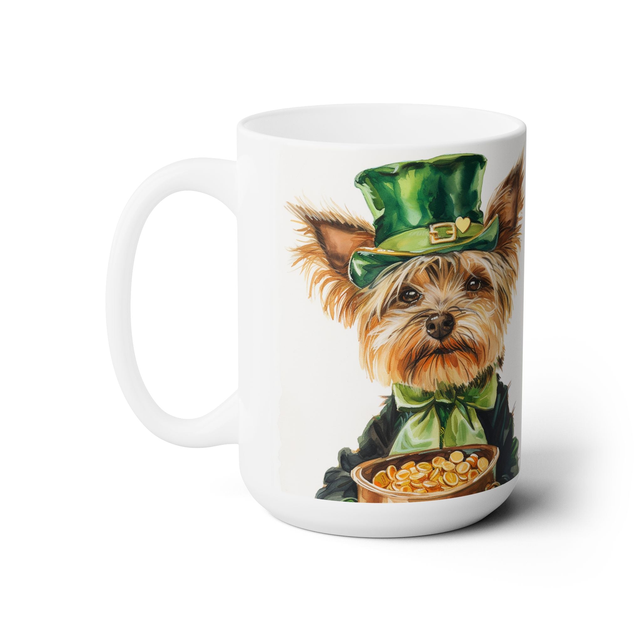 Yorkie Leprechaun St. Patrick's Day Mug – Cute Yorkshire Terrier Coffee Cup Gift