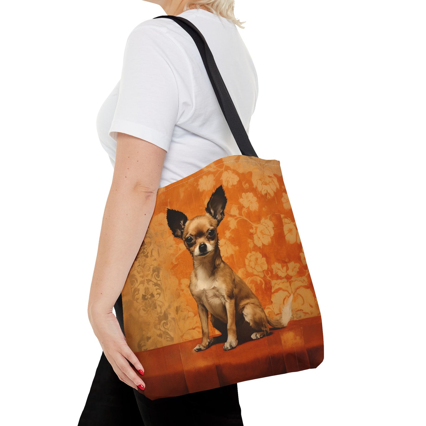 Chic Chihuahua Tote Bag with Vintage Floral Design, Gift for Dog Lovers