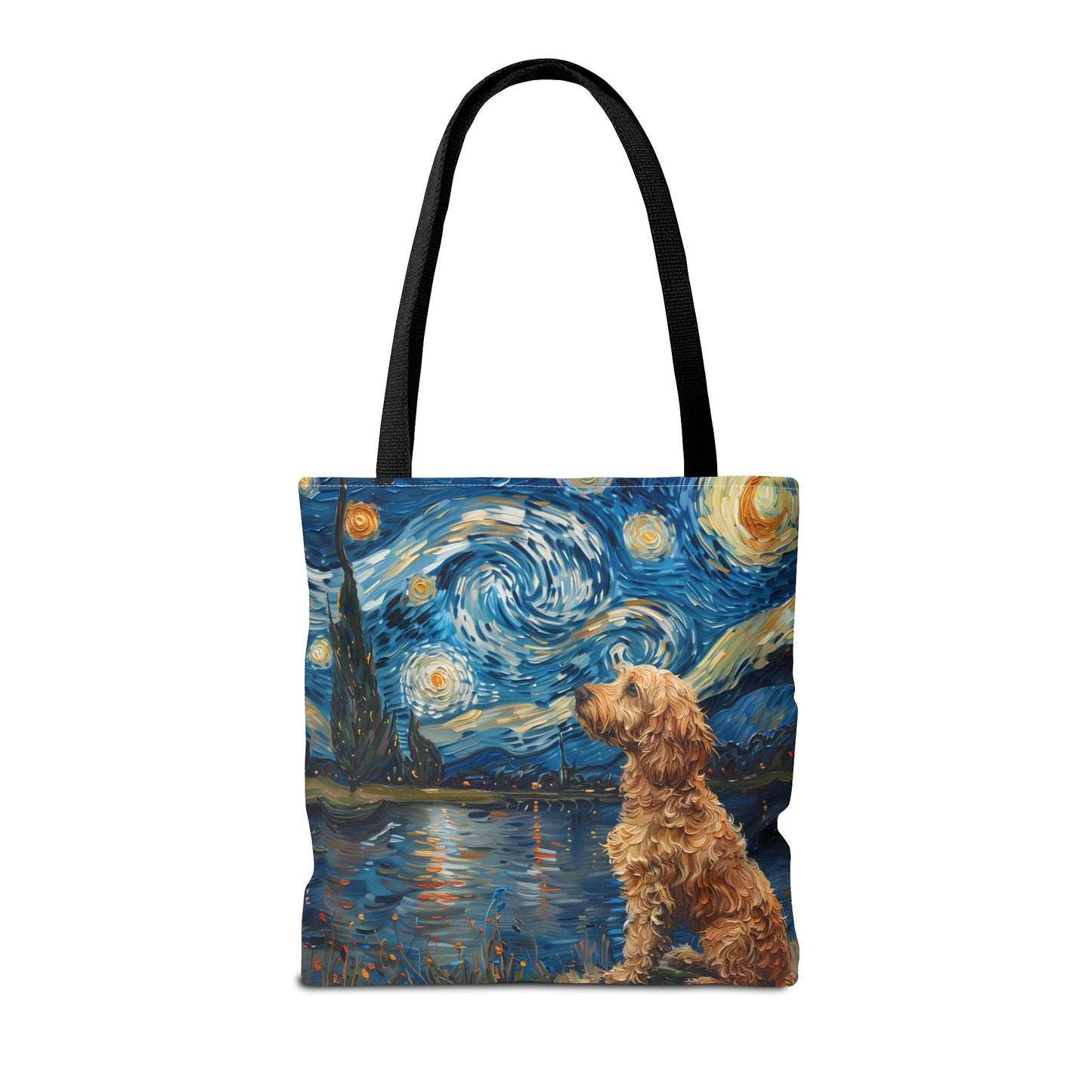 Starry Labradoodle Art Tote Bag, Van Gogh-Inspired Design for Dog Lovers