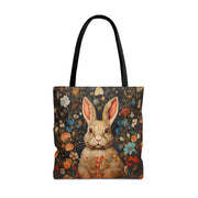 Floral Bunny Tote Bag with Whimsical Rustic Charm, Eco-Friendly Design