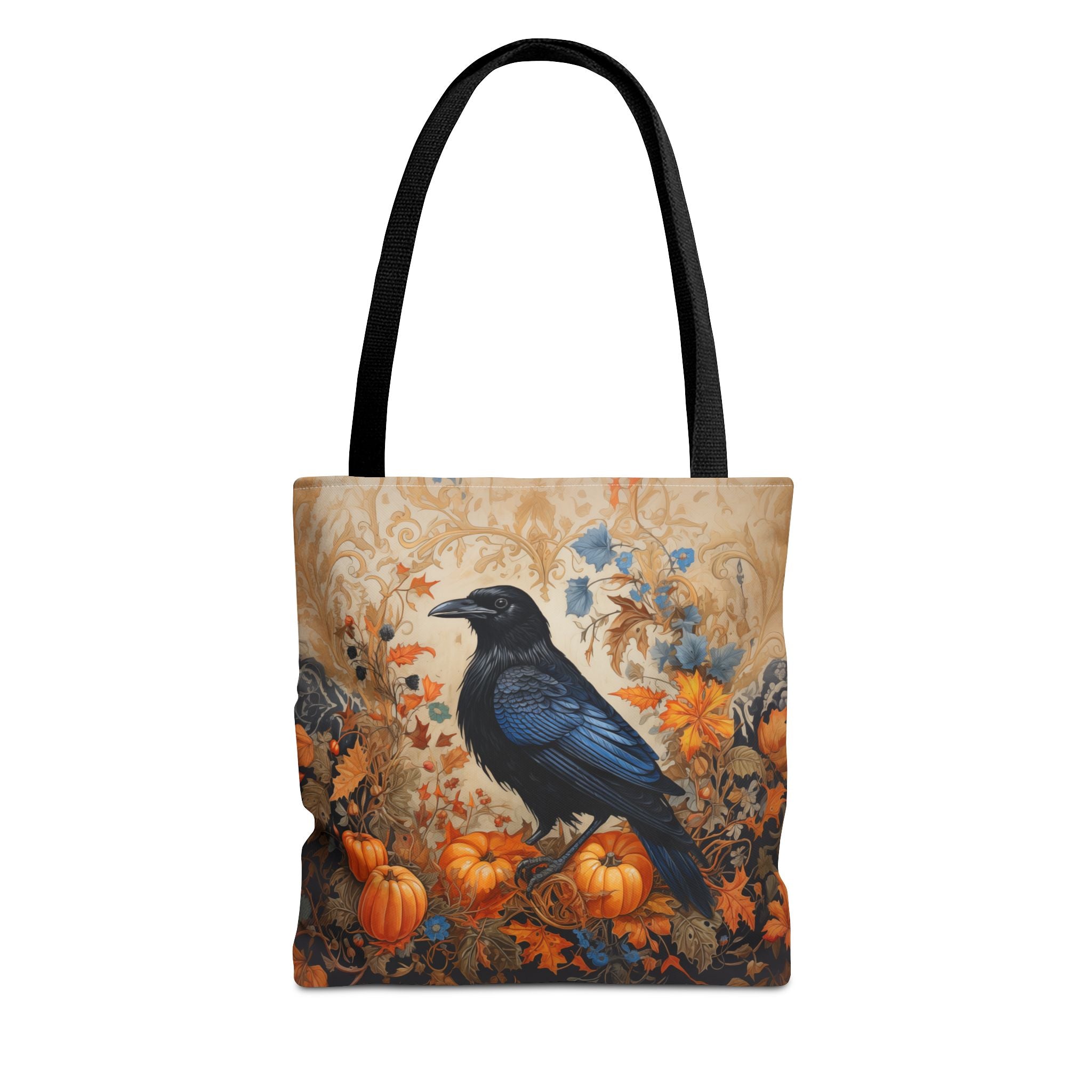 Autumn Raven Pumpkin Canvas Tote Bag, Fall-Inspired Eco-Friendly Bag