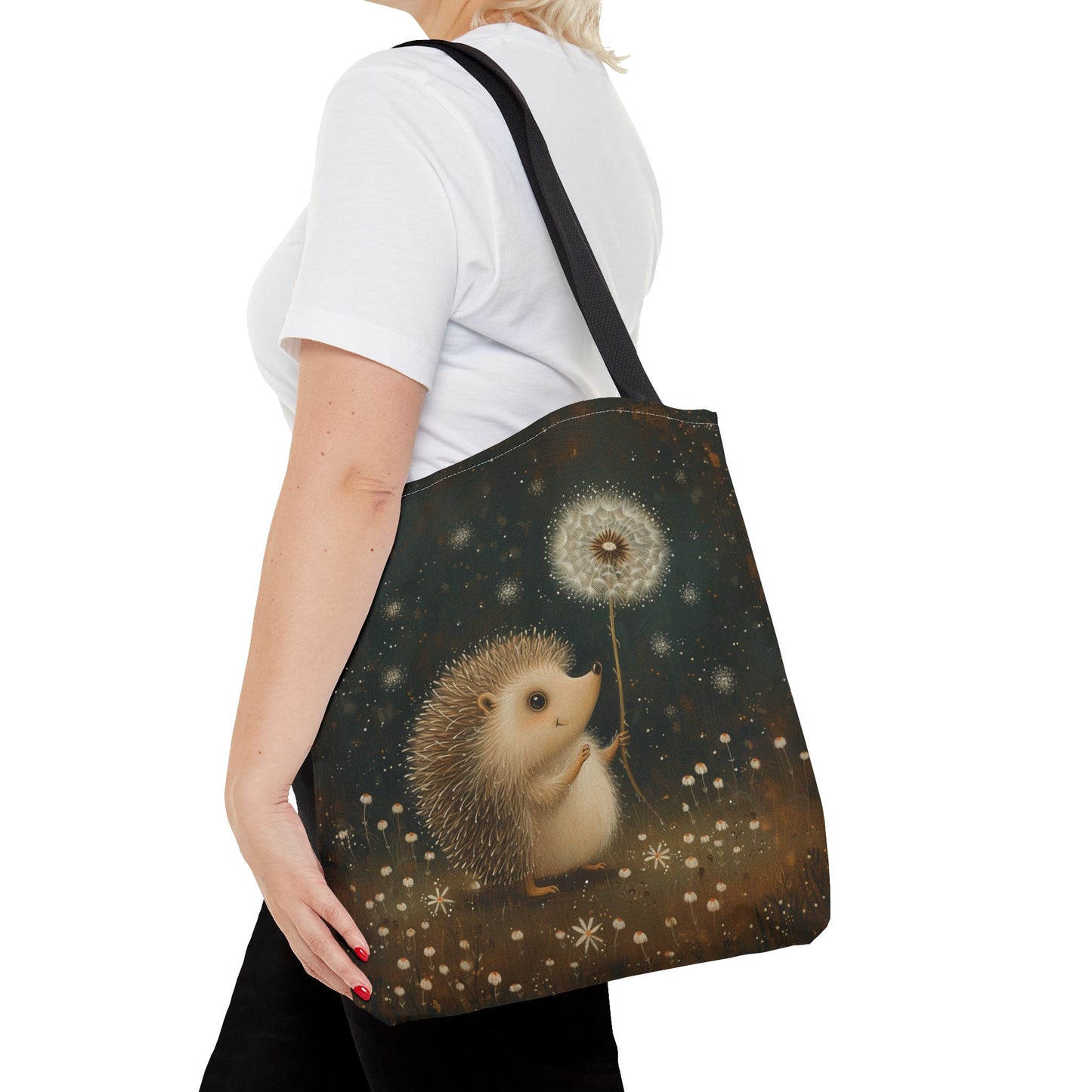 Hedgehog Whimsy Tote Bag, Dreamy Nature Canvas for Animal Lovers