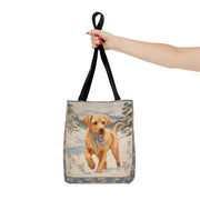 Golden Labrador Winter Tote Bag, Snowy Canvas Pet Lover Gift