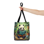 Whimsical Panda Reading Tote Bag, Eco-Friendly Shopper for Book Lovers