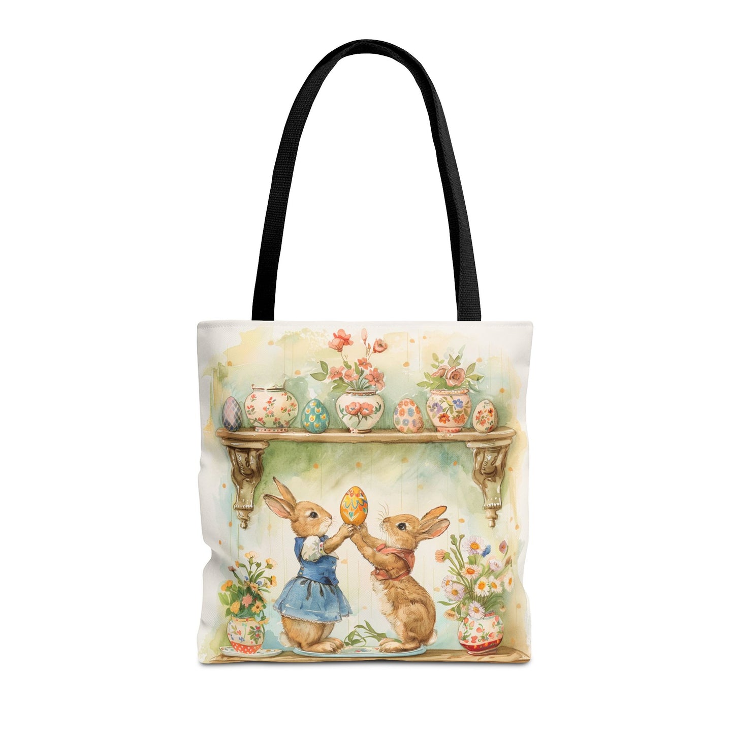 Whimsical Easter Bunny Tote Bag, Perfect for Spring and Market Days