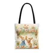 Whimsical Easter Bunny Tote Bag, Perfect for Spring and Market Days