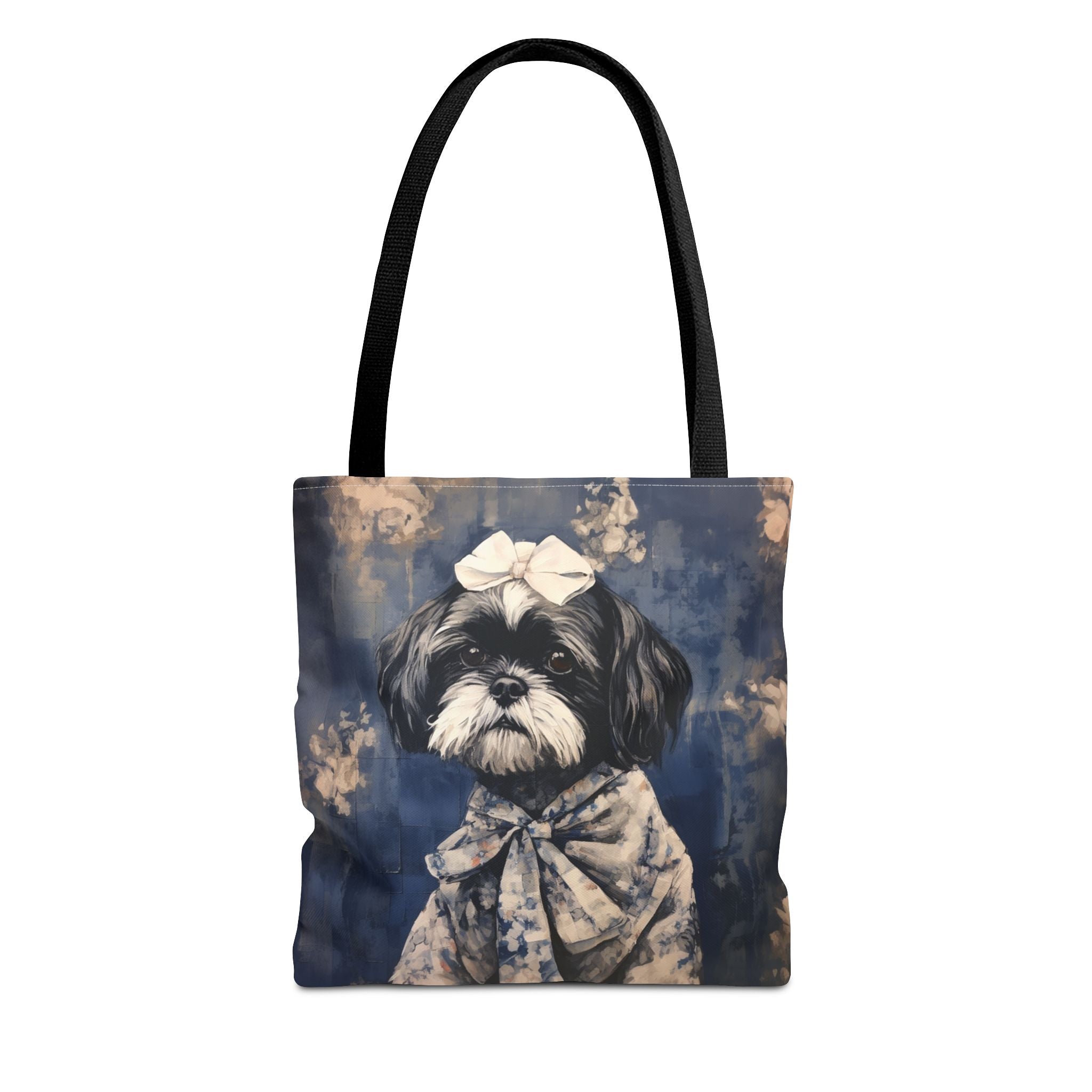 Shih Tzu Elegance Tote Bag, Floral Canvas, Stylish Dog Lover Gift