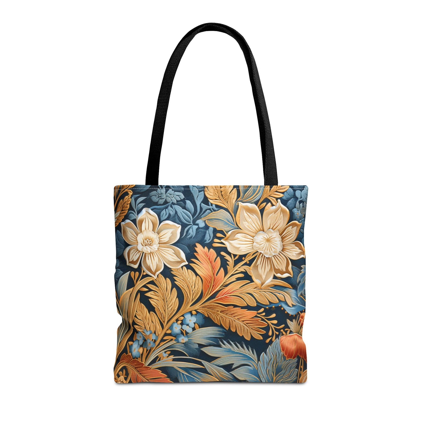 Vintage Floral Canvas Tote Bag, Elegant Eco-Friendly Shopping Bag