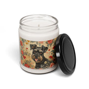 Mini Schnauzer Soy Candle - Vintage Floral Design, Dog Lover Gift