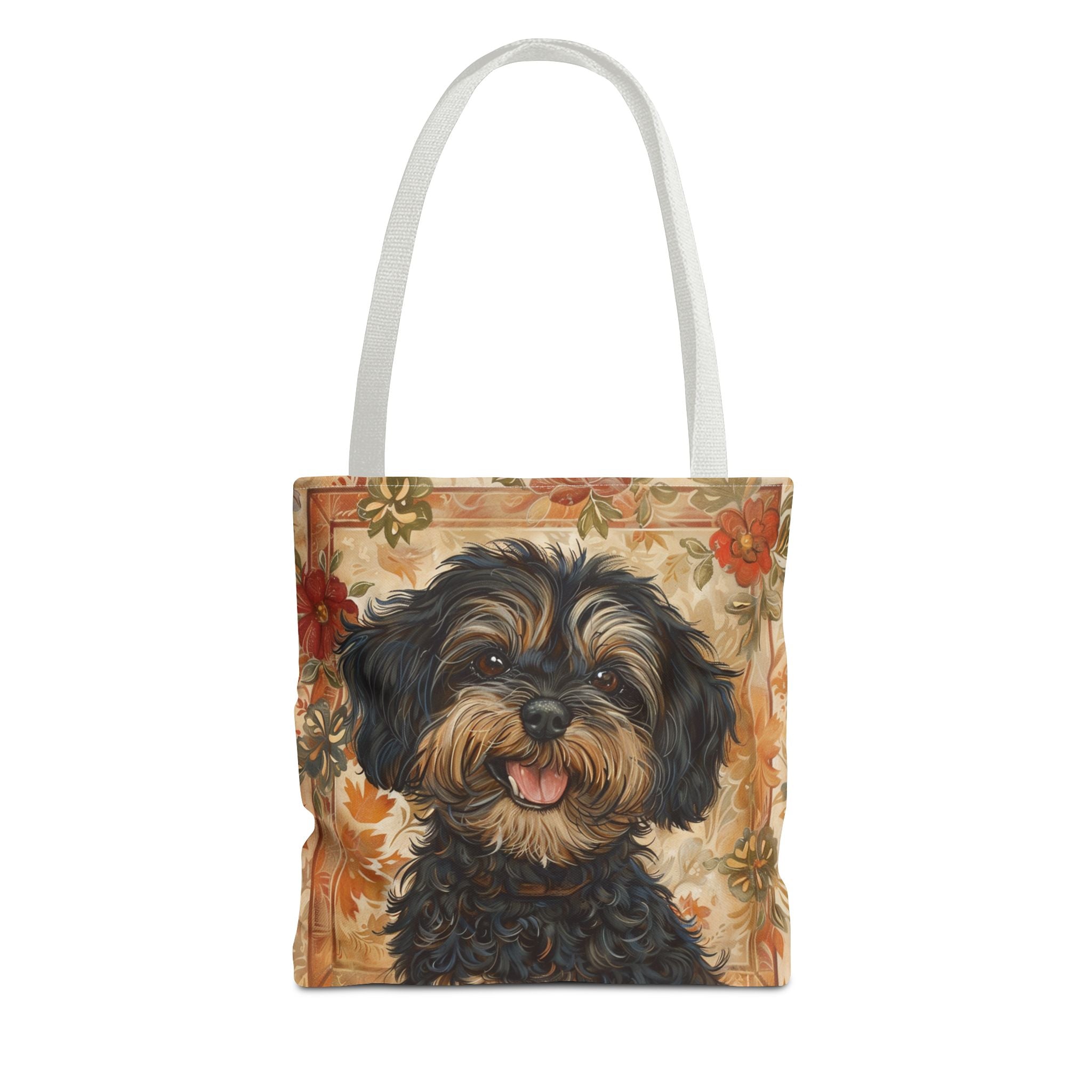 Yorkipoo Autumn Bloom Tote Bag, Eco-Friendly Canvas for Dog Lovers