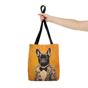 Elegant French Bulldog Floral Tote Bag, Chic Eco-Friendly Design