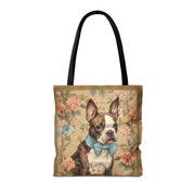 Boston Terrier Tote Bag – Floral Elegance, Eco-Friendly Market Tote