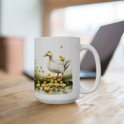 Mother Duck and Ducklings Nature Art Coffee Mug, Charming Gift for Animal Lovers