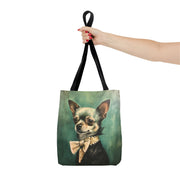 Chic Chihuahua Portrait Tote Bag, Elegant Eco-Friendly Canvas Design