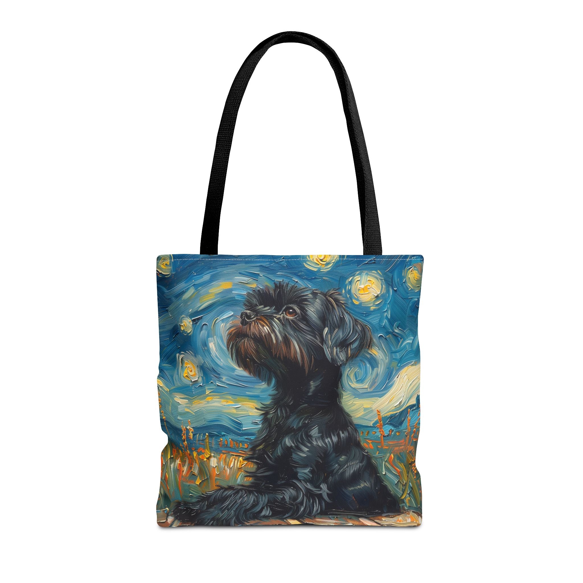 Starry Night Schnauzer Canvas Tote, Artistic Dog Lover Gift Bag