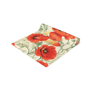 Red Poppy Table Runner | Bright Floral Décor in Red, Green, and Cream (72" or 90")