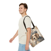 Charming Beagle Canvas Tote Bag - Floral Vintage Style, Eco-Friendly