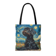 Starry Night Schnauzer Canvas Tote, Artistic Dog Lover Gift Bag