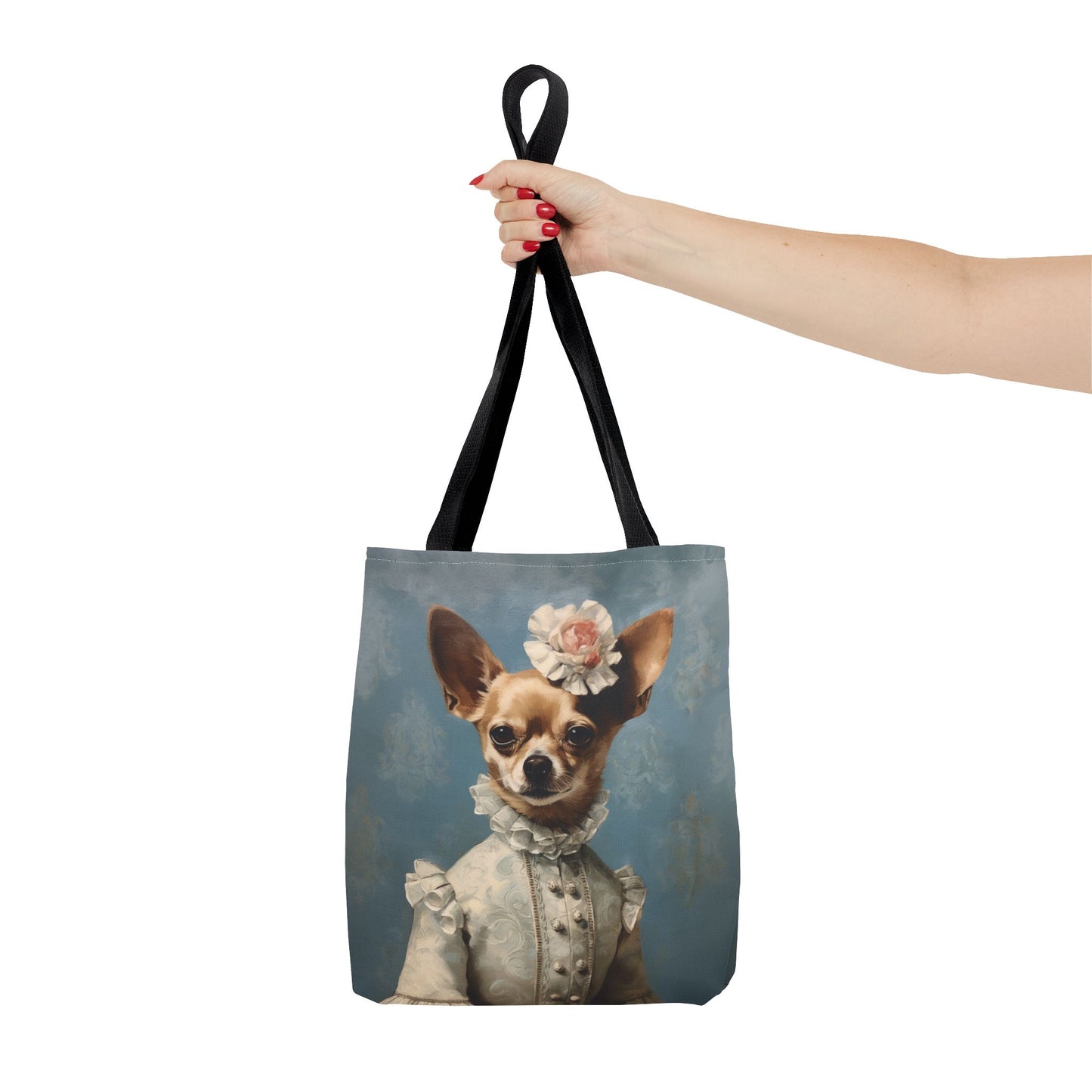 Elegant Chihuahua Canvas Tote Bag, Victorian-Inspired, Perfect Gift