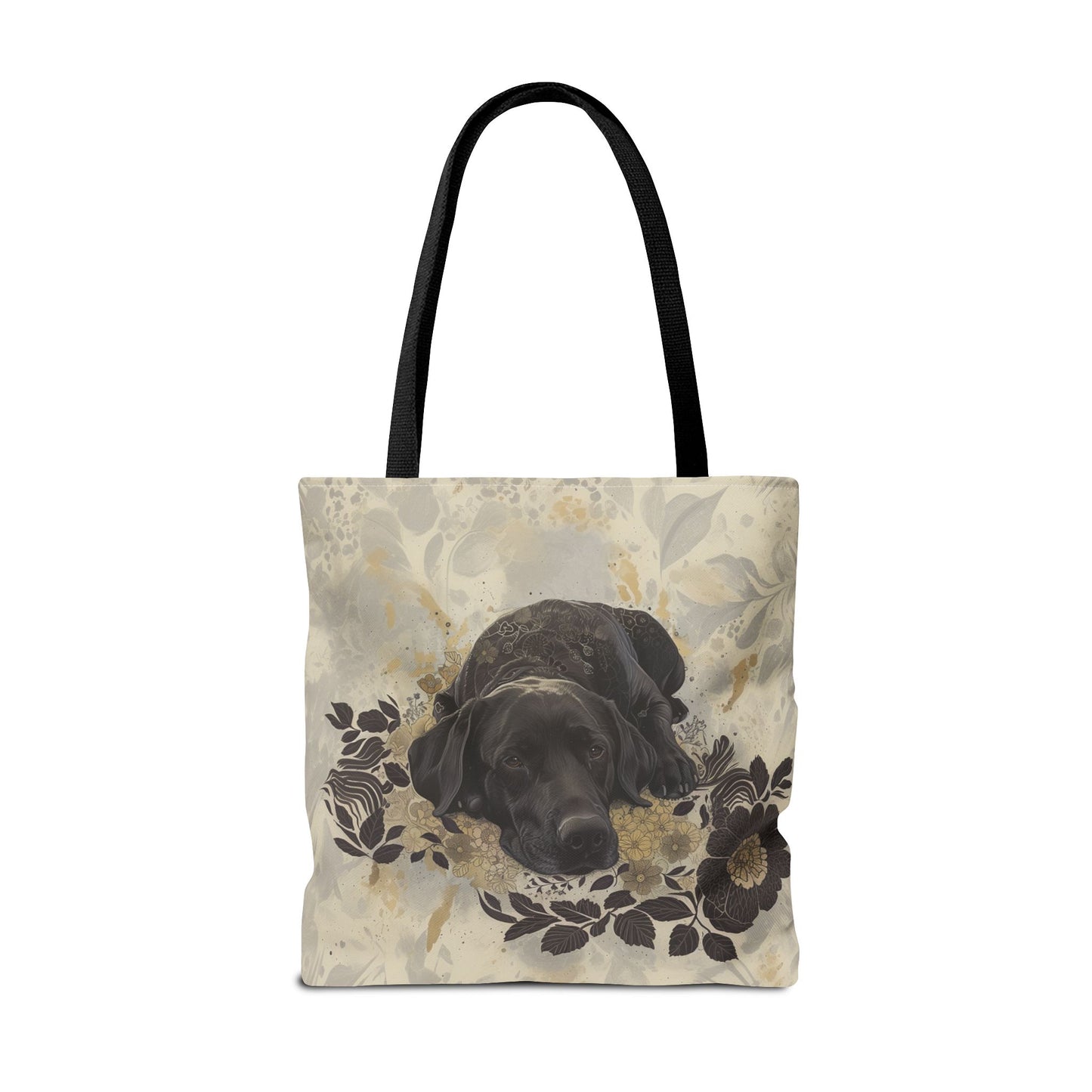 Elegant Labrador Canvas Tote Bag, Artistic Floral Design for Dog Lovers