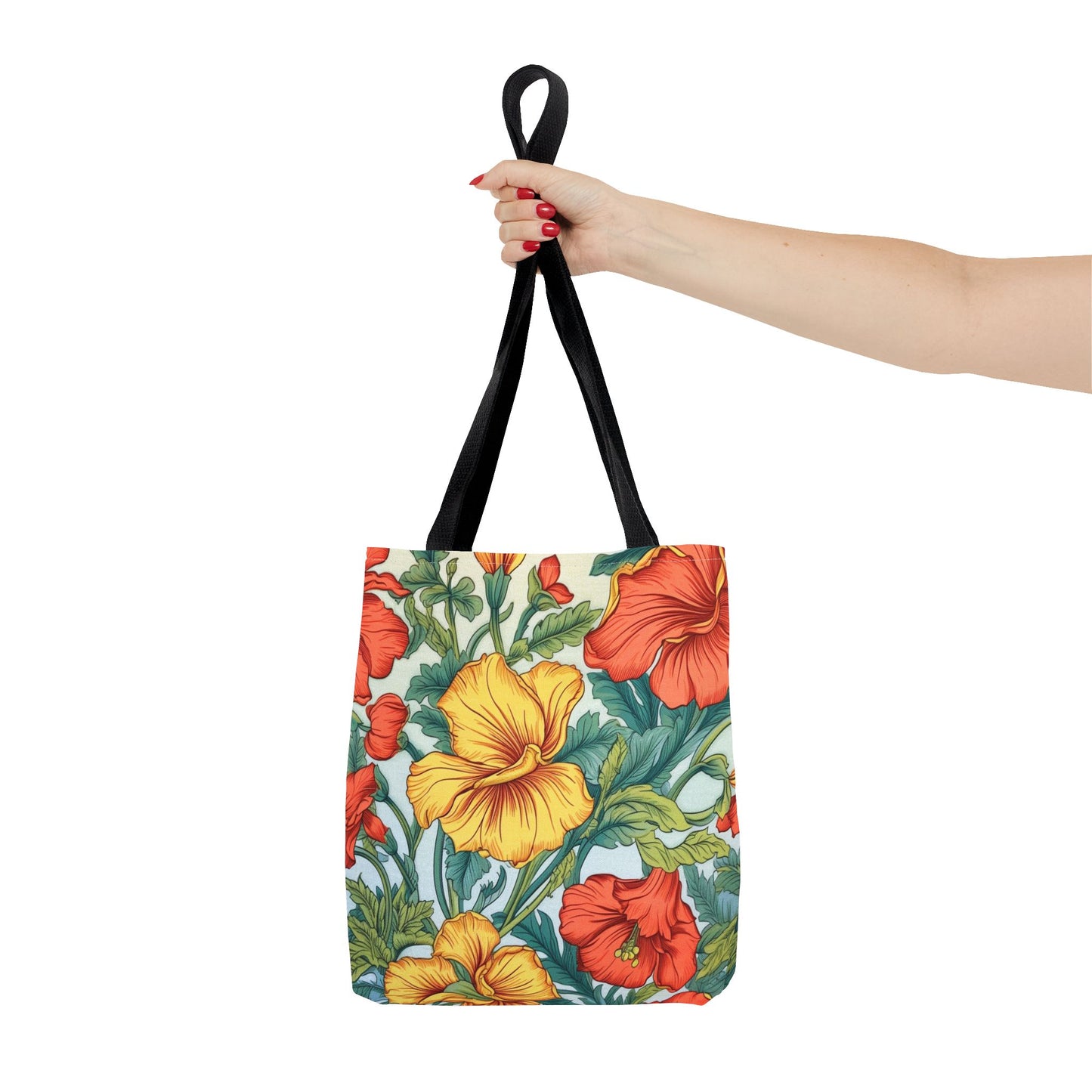 Hibiscus Blooms Eco-Friendly Tote Bag, Vibrant Floral Design for Market Trips