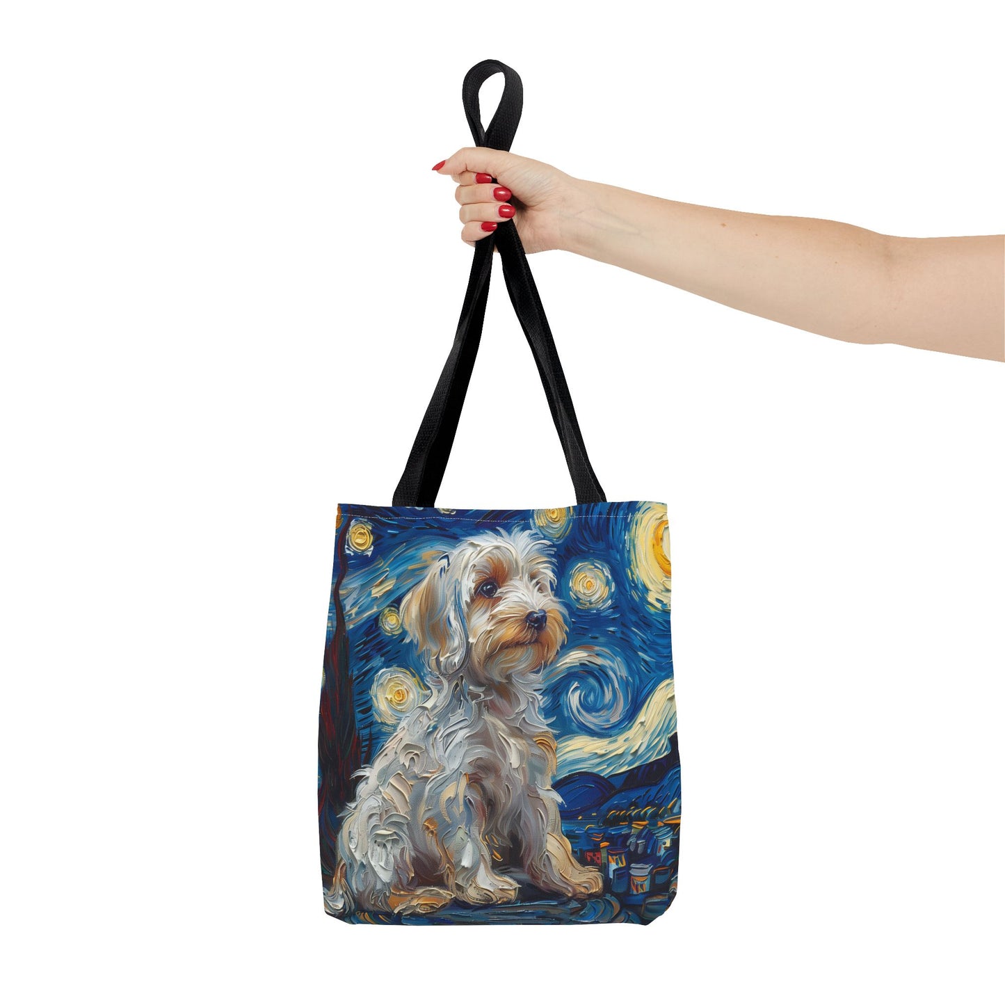 Starry Dachshund Canvas Tote Bag, Artistic Eco-Friendly Gift for Dog Lovers