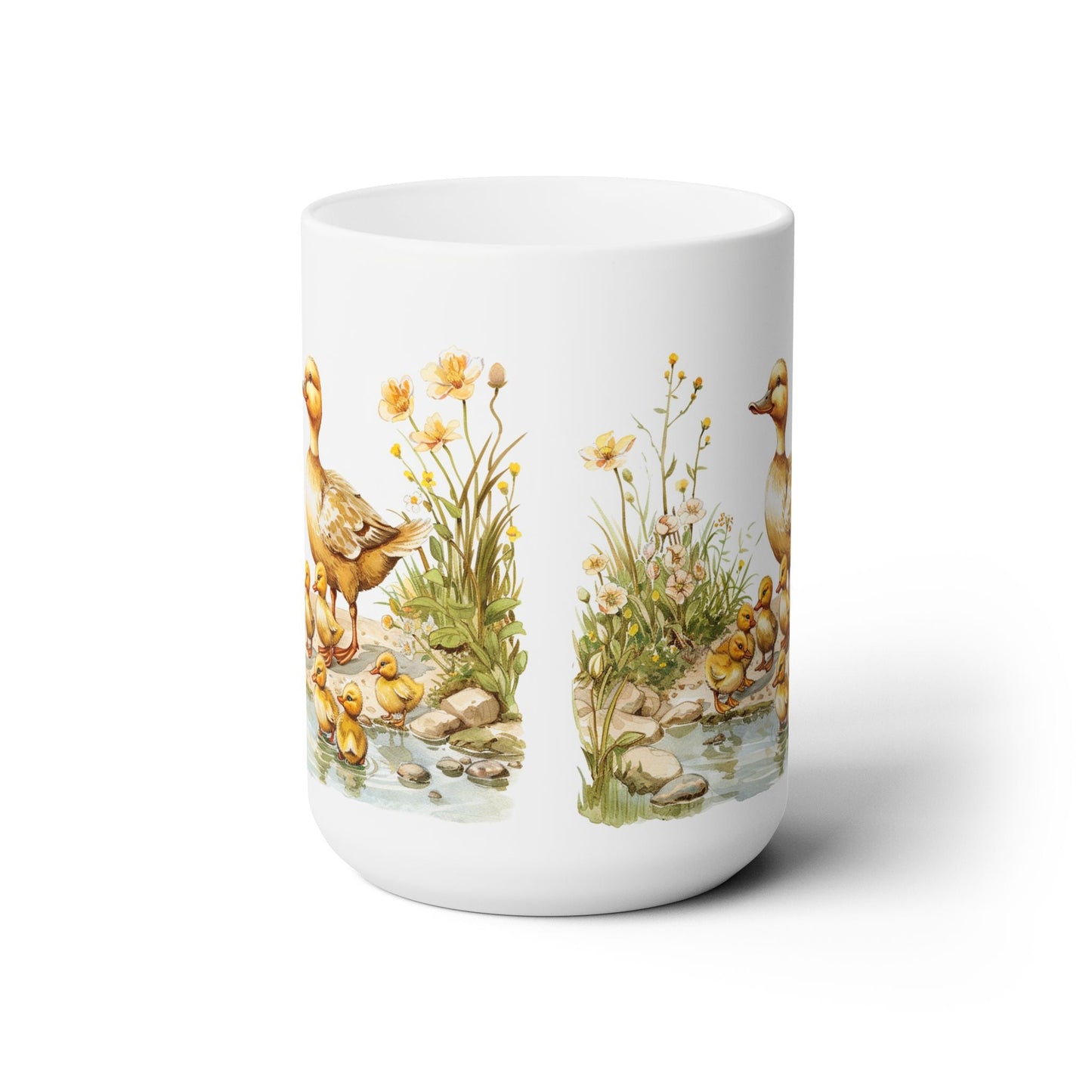 Mother Duck and Ducklings Nature Scene Coffee Mug, Perfect Gift for Bird Lovers