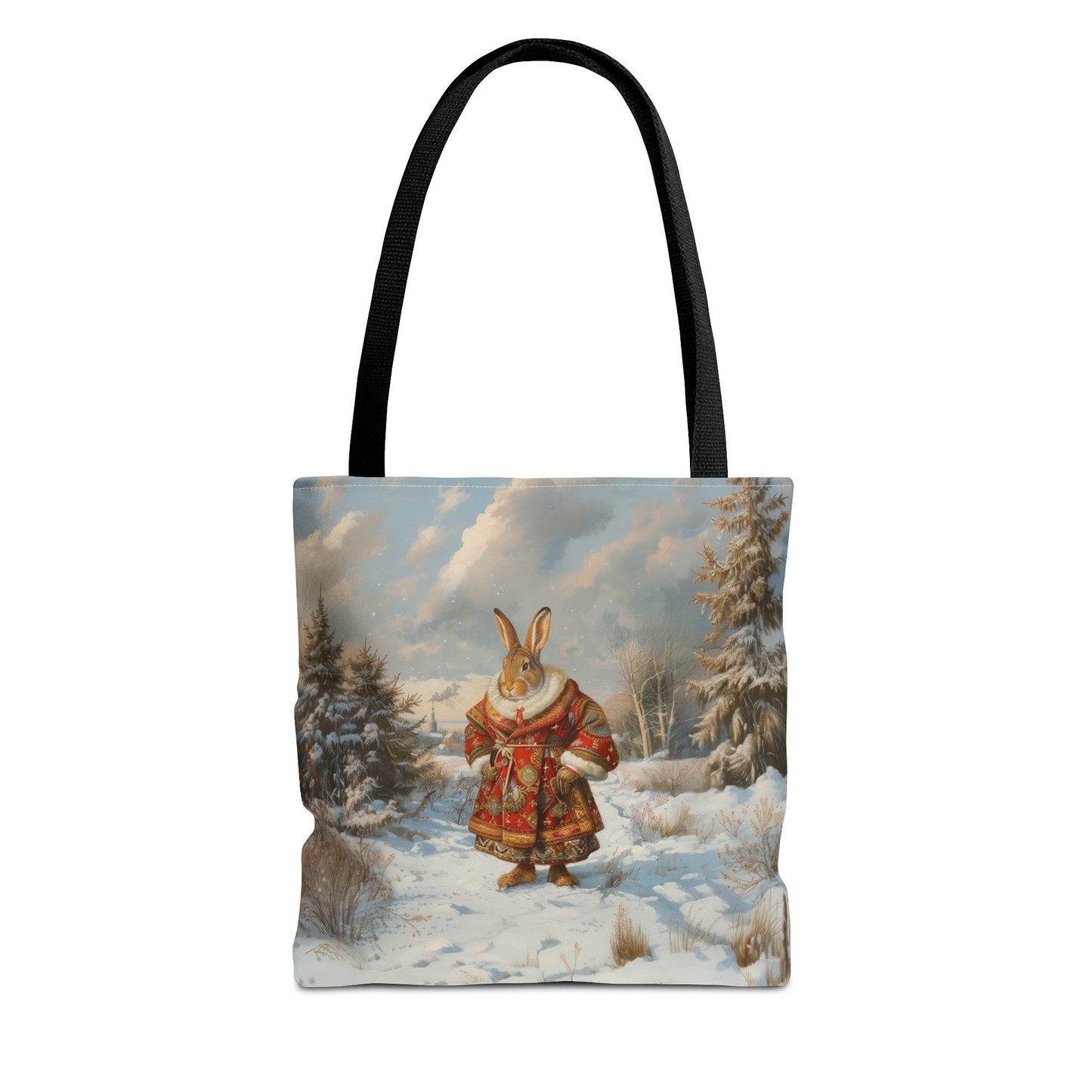 Winter Wonderland Rabbit Tote Bag, Festive Eco-Friendly Shopper