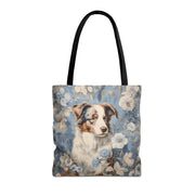 Australian Shepherd Floral Canvas Tote Bag - Eco-Friendly & Stylish