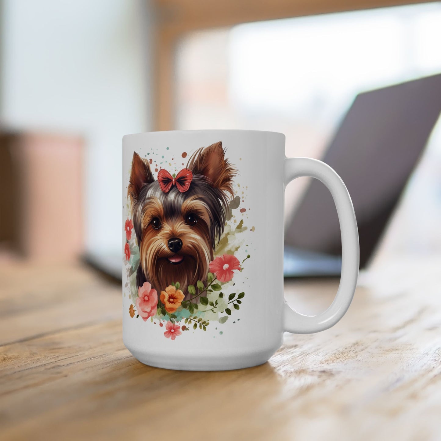 Yorkie Lover’s Floral Coffee Mug – Perfect Gift for Pet Parents