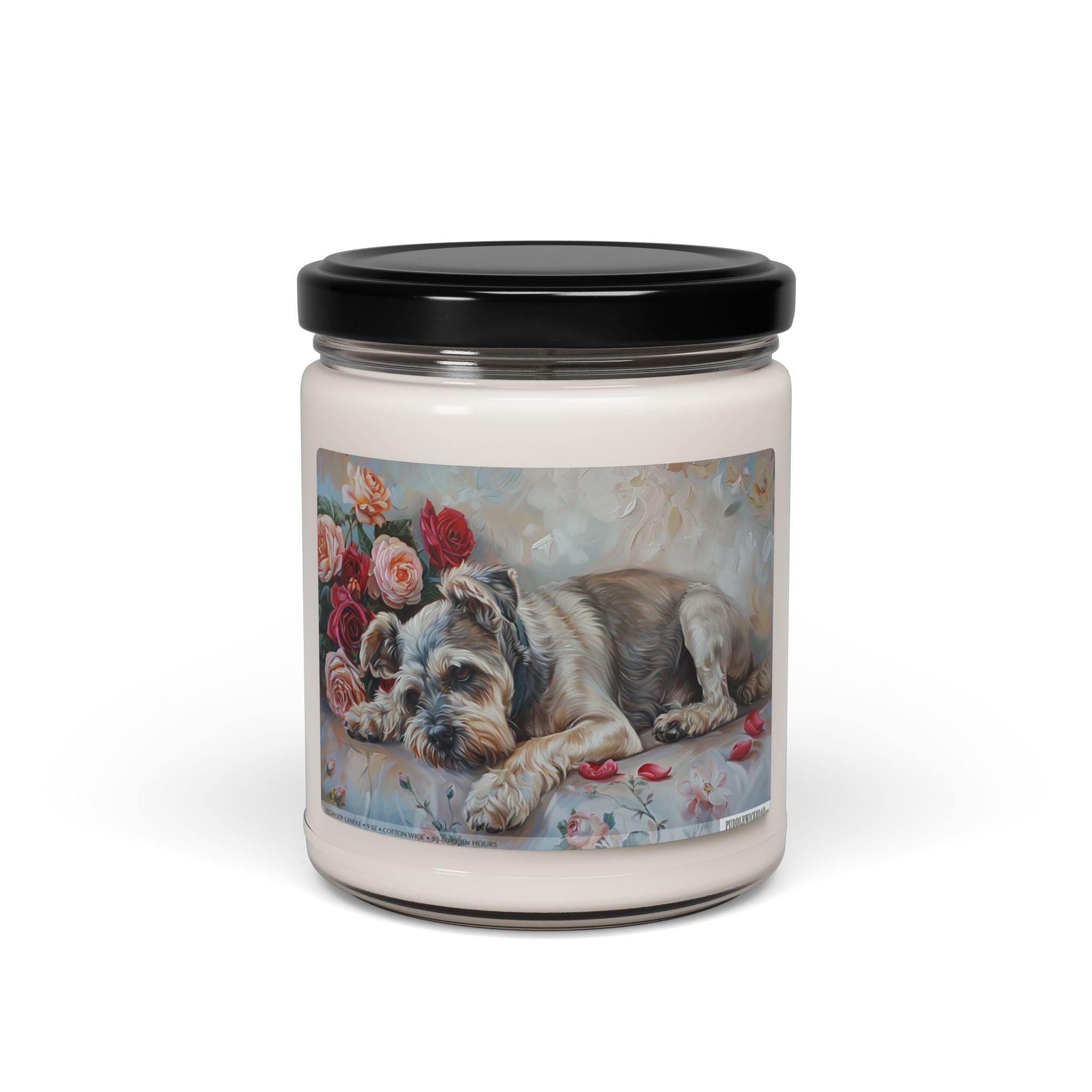 Mini Schnauzer Vintage Floral Candle - Pet Lover Gift & Memorial - Darwin & Rose