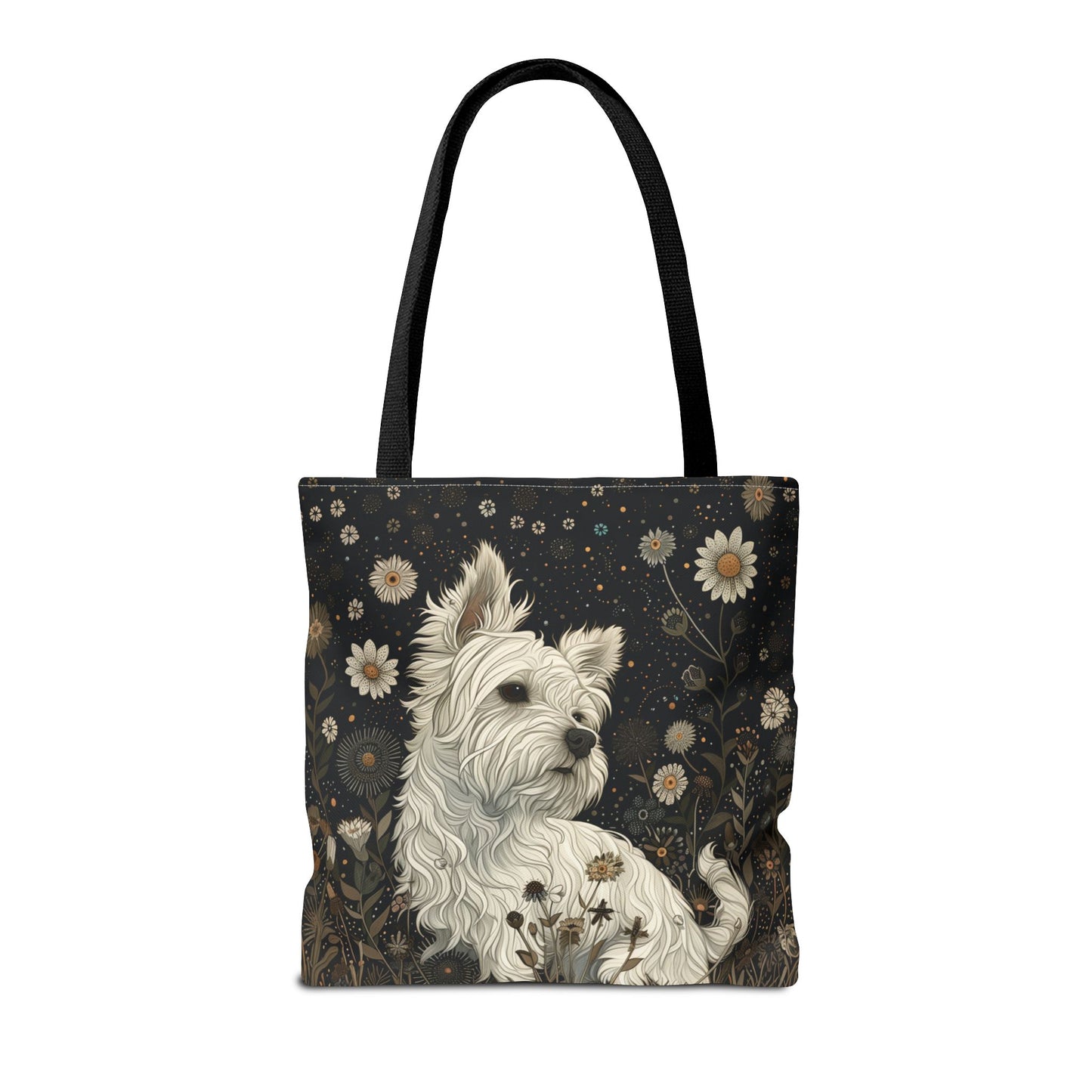 Westie Floral Canvas Tote Bag, Eco-Friendly Market Bag for Dog Lovers