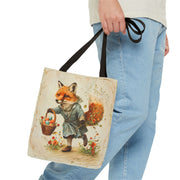 Vintage Easter Fox Tote Bag, Charming Canvas Shopping Gift Bag