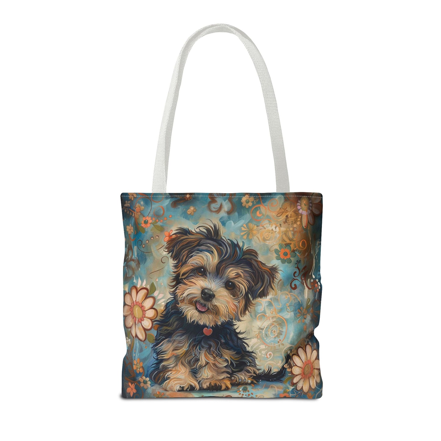 Yorkipoo Floral Charm Tote Bag, Artistic Eco-Friendly Dog Lover Gift