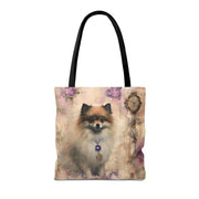 Charming Pomeranian Tote Bag, Floral Vintage Design for Dog Lovers