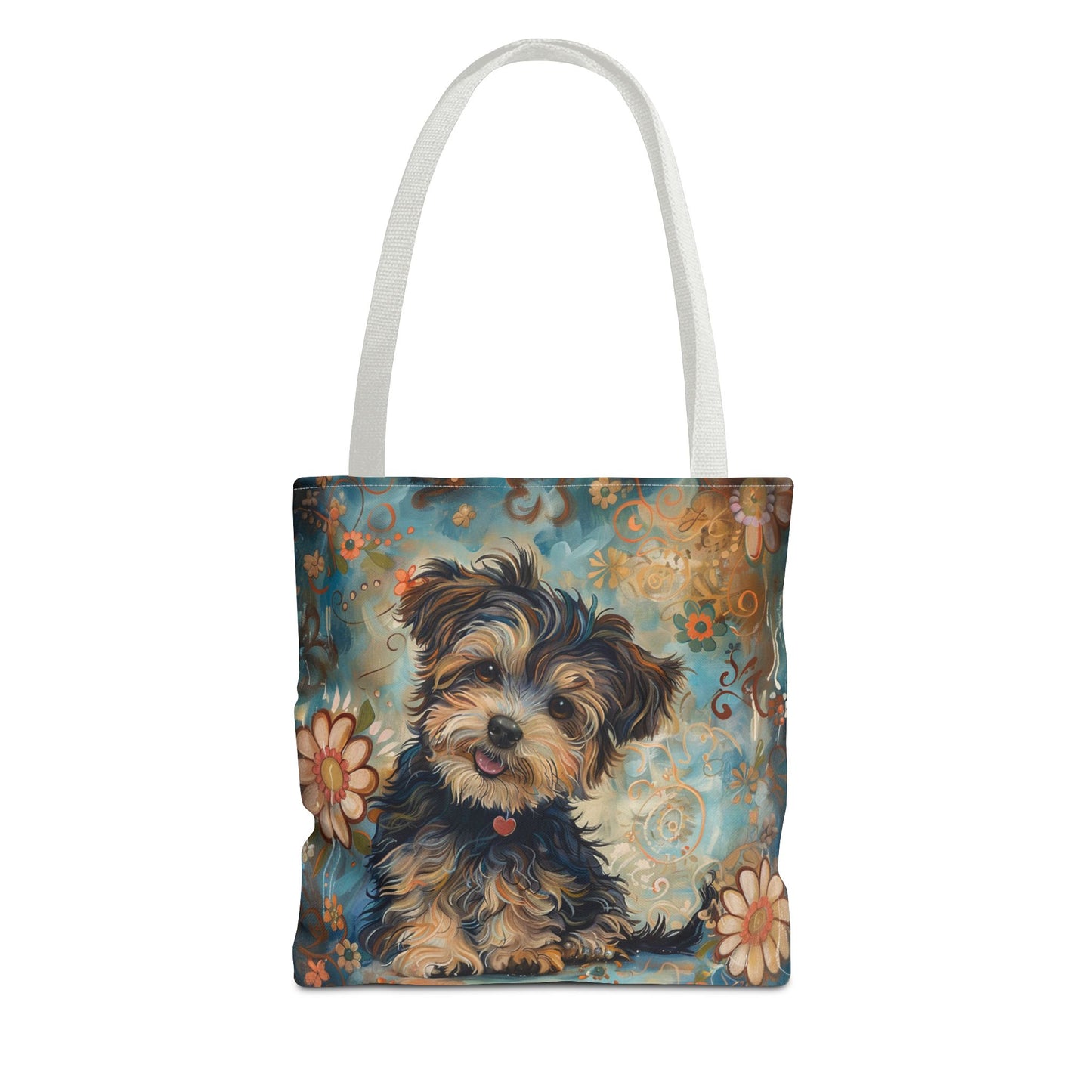 Yorkipoo Floral Charm Tote Bag, Artistic Eco-Friendly Dog Lover Gift