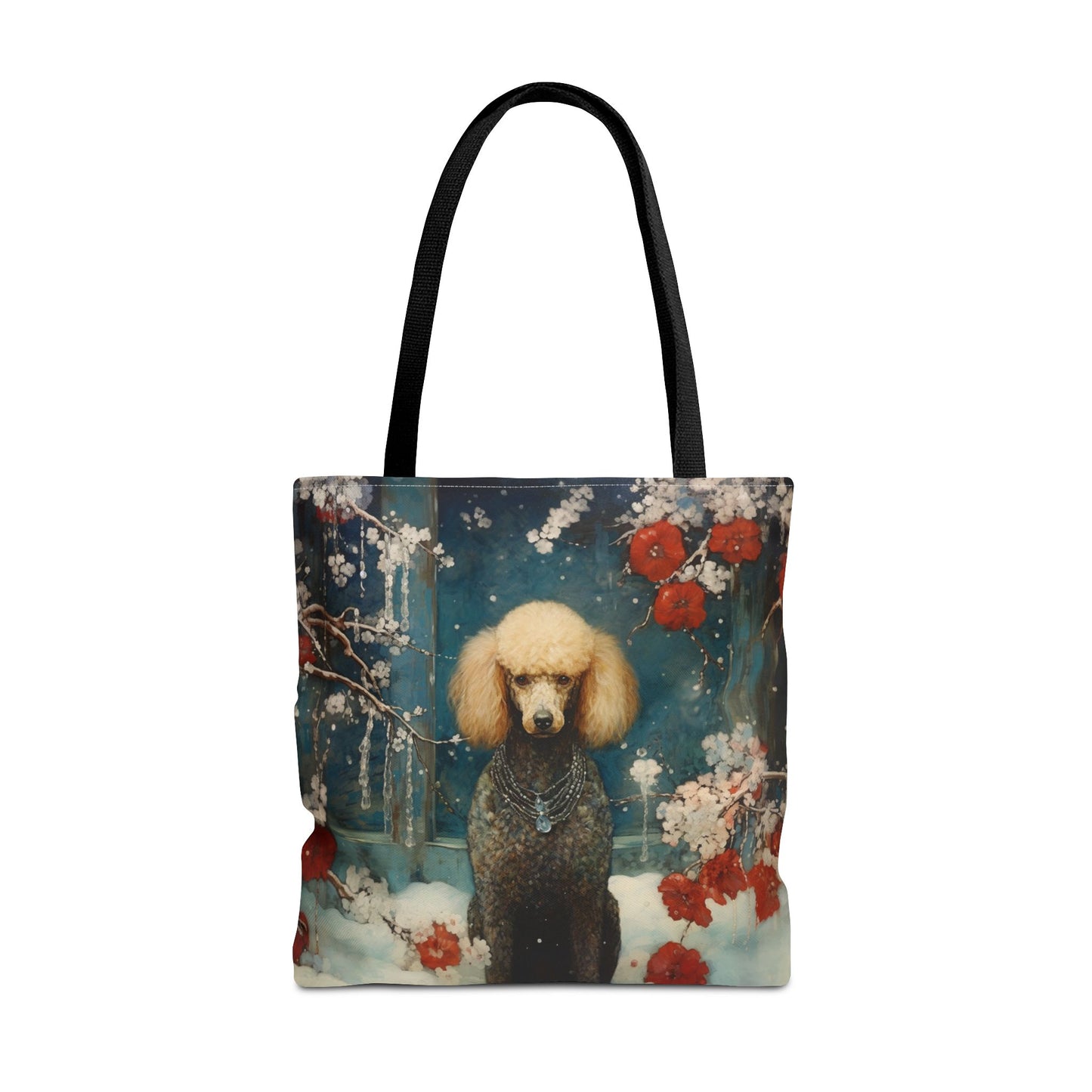 Refined Winter Poodle Tote Bag, Artistic Eco-Friendly Canvas Gift