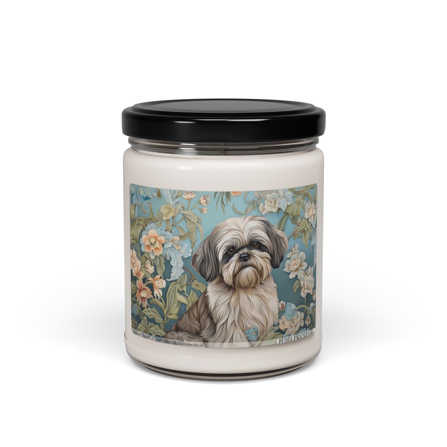 Shih Tzu Floral Candle – Elegant Soy Wax Gift for Pet Lovers