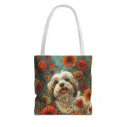 Havanese Bloom Canvas Tote Bag – Eco-Friendly, Floral, Dog Lover Gift