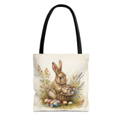 Easter Bunny Tote Bag with Floral Spring Design, Eco-Friendly Shopping Bag