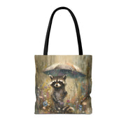 Raccoon Rainy Day Canvas Tote Bag - Eco-Friendly Nature Lover Gift