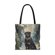 Rottweiler Winter Wonderland Canvas Tote Bag - Festive and Eco-Friendly