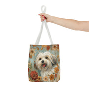 Havanese Floral Bliss Tote Bag – Canvas Market Bag for Dog Lovers