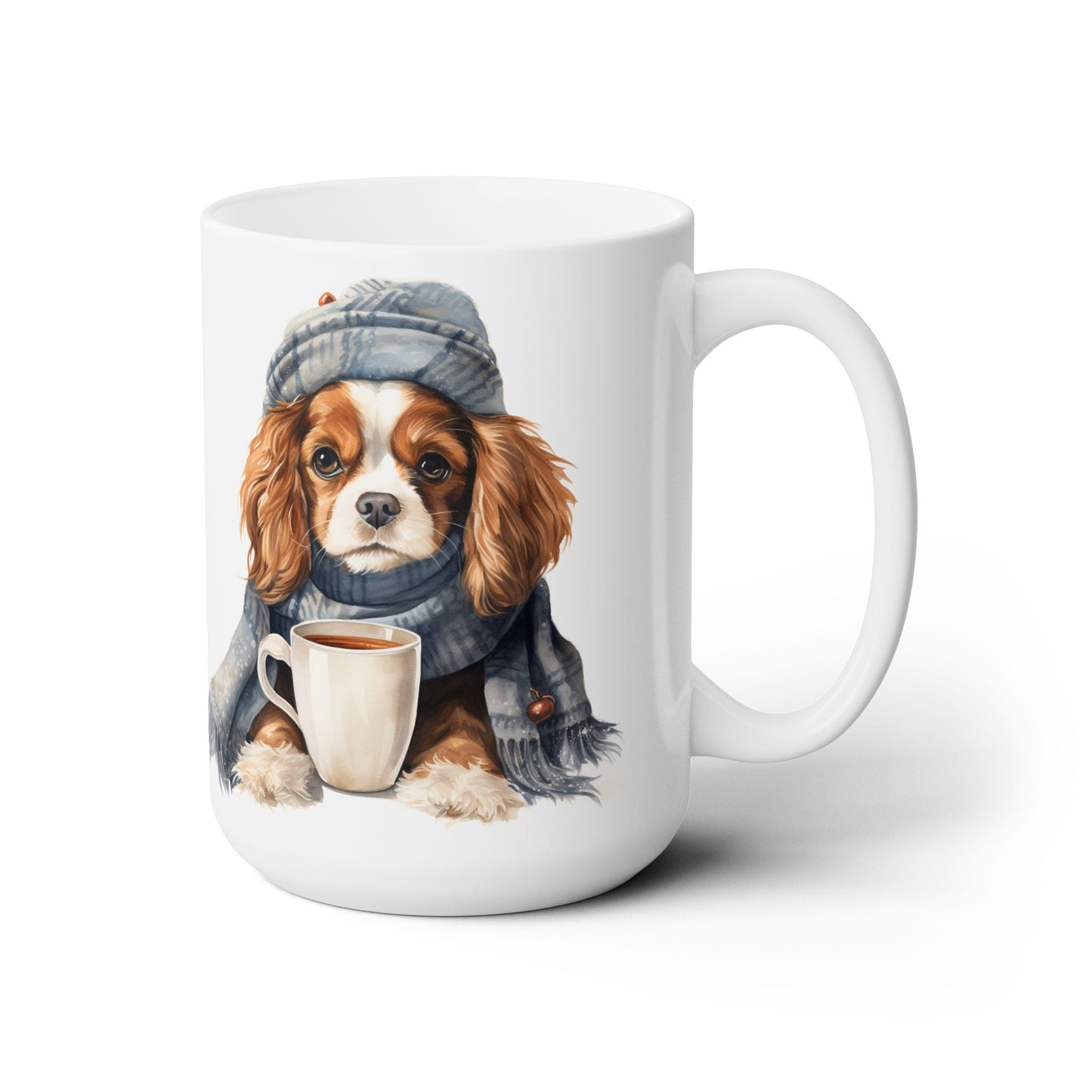 Cuddly Cavalier King Charles Spaniel Winter Mug | Cozy Dog Lover Gift