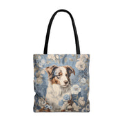 Australian Shepherd Floral Canvas Tote Bag - Eco-Friendly & Stylish