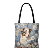 Australian Shepherd Floral Canvas Tote Bag - Eco-Friendly & Stylish