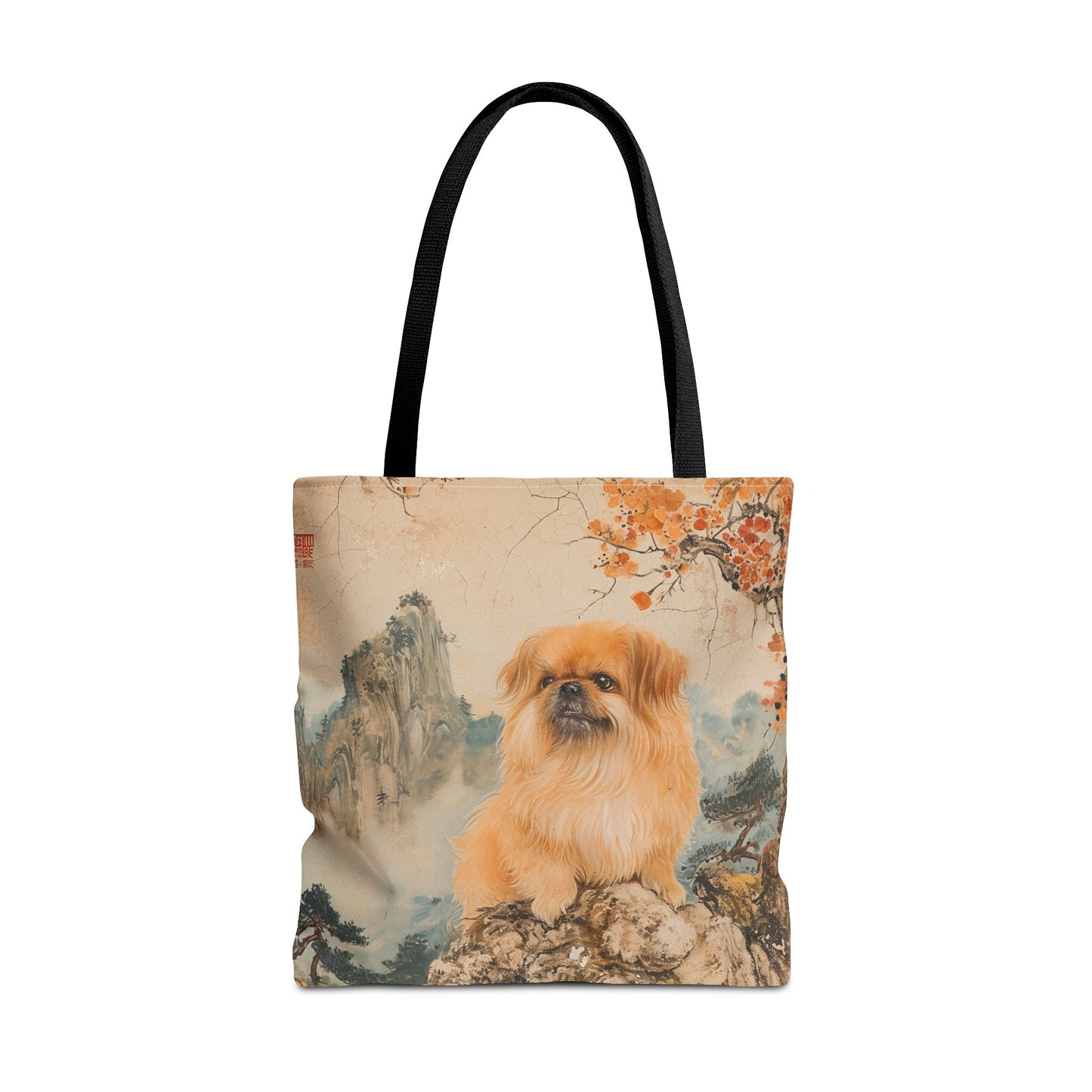 Pekingese Autumn Mountain Canvas Tote Bag, Eco-Friendly Gift for Dog Lovers