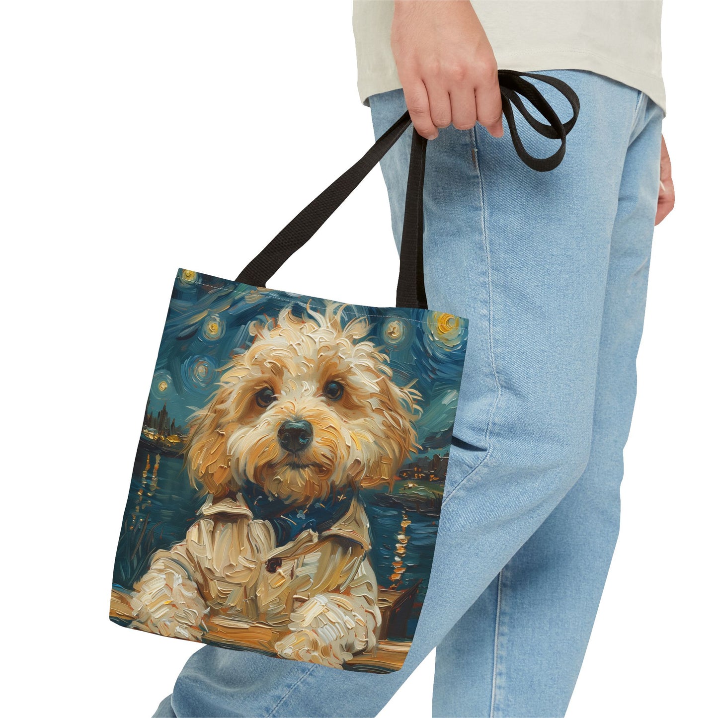 Golden Doodle Starry Night Tote Bag, Artistic Eco-Friendly Gift