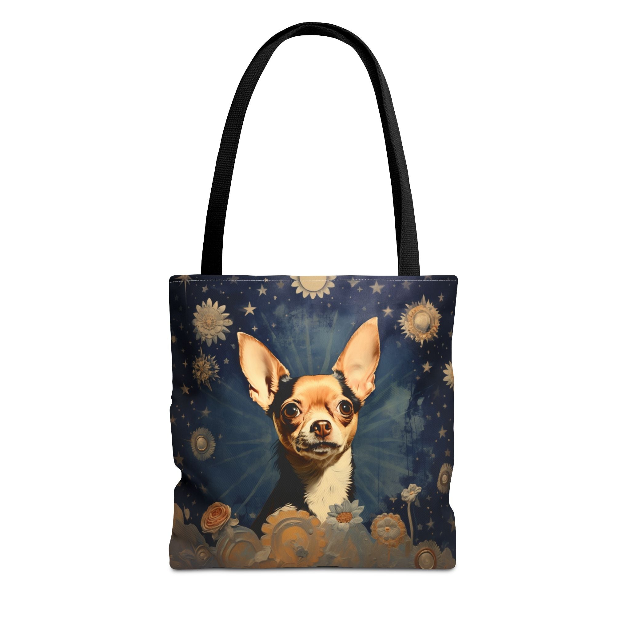 Chihuahua Stardust Canvas Tote Bag, Artsy Floral Eco-Friendly Gift