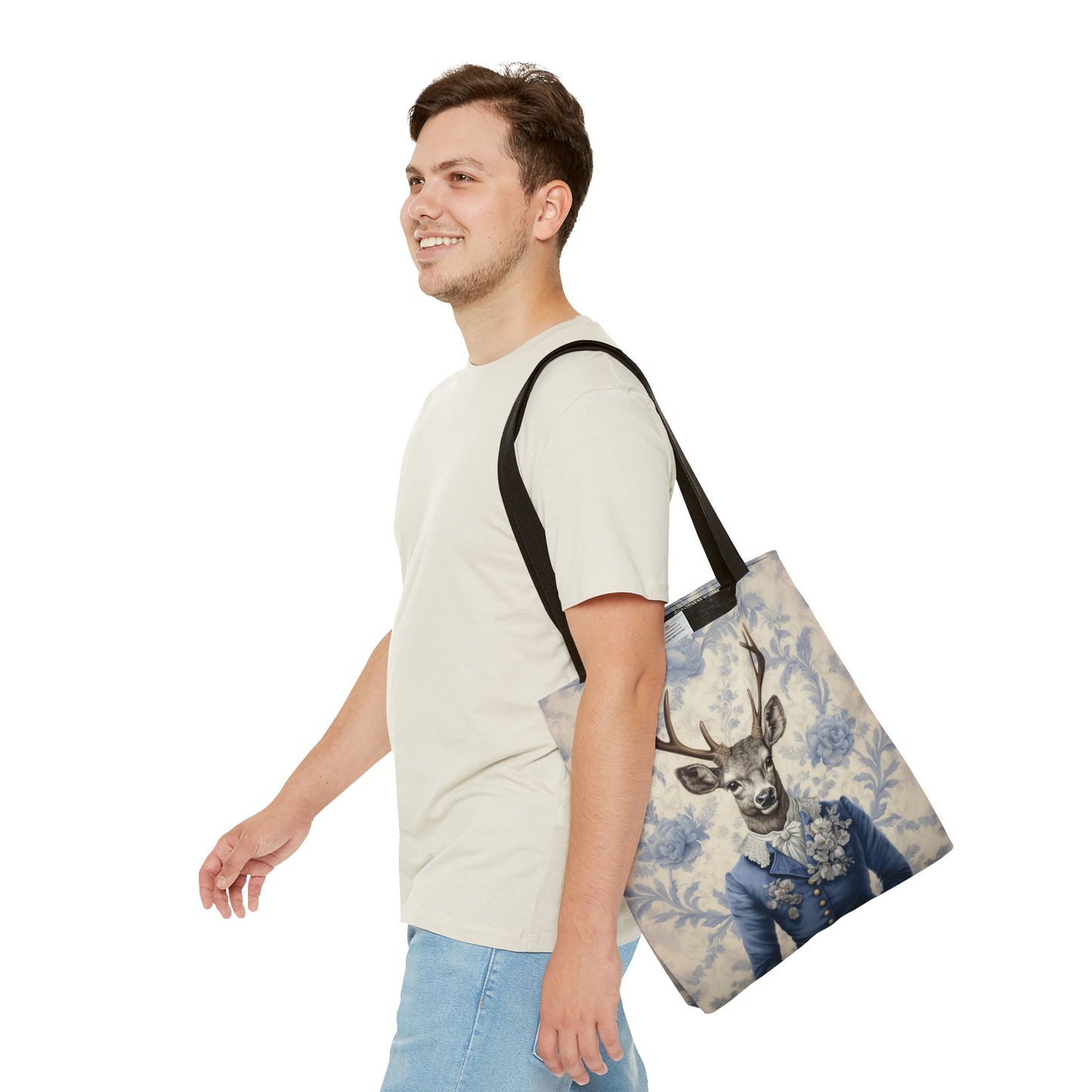 Dapper Deer Vintage Canvas Tote Bag, Elegant Nature Lover Gift